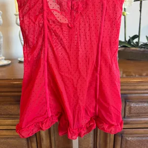 Just Sexy Frederick’s of Hollywood Red Sheer Lace Babydoll Negligee M thumbnail 3