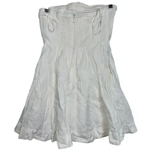 Abercrombie & Fitch White Linen Blend Smocked Strapless Mini Dress Women Size XS thumbnail 2