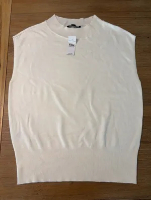 Women’s Ann Taylor LOFT White Knit Tank Top Size Large NWT thumbnail 1