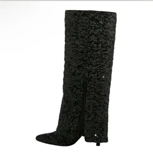 Black Sequin Women's Boots NWT 8.5 thumbnail 4