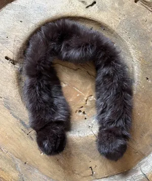 Brown rabbit fur neck warmer scarf 28 inches long warm cozy soft winter layer thumbnail 1