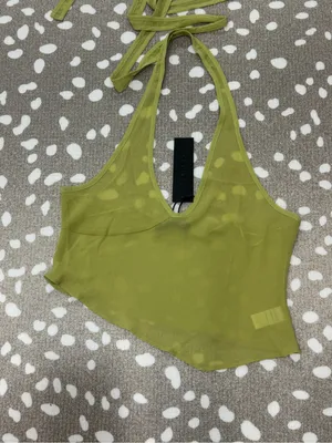 NWT Lioness Rendezvous Halter Top Lime chartreuse princess polly vneck crop thumbnail 6