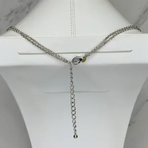 Chico's Layered Hammered Disc Rhinestone Silver Long Necklace ✨ thumbnail 3