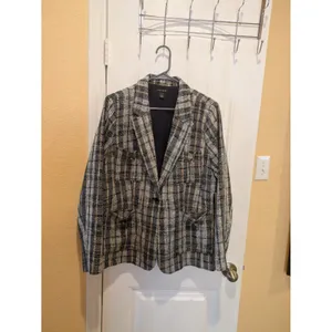 Halogen Blazer Womens XL Multicolor Plaid Tweed Single Breasted One Button thumbnail 2