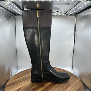 Michael Kors Preston‎ Two Tone Leather Riding Boots Black Brown Women's 5.5M thumbnail 5
