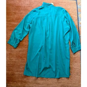 NWT Ekouaer Teal Button Front Long Sleeve Shirt Dress Size XL thumbnail 5