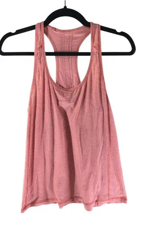 Lululemon Tank Top Scoop Neck Pleated Back Striped Pink 4? thumbnail 1
