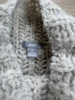 aerie Cream Mock Neck Chunky Knit Sweater thumbnail 2