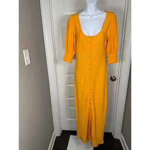 Betsey Johnson Orange Ribbed Maxi Dress NWT‎ Y2K Retro Indie Short Sleeve thumbnail 2