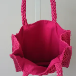 Juicy Couture Straw Beachy Tropical Y2K Coastal Dainty Mini Tote Bag Pink thumbnail 2