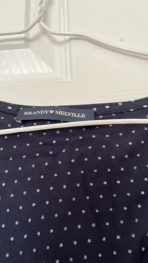 Brandy Melville Polka Dot Navy + White Dress thumbnail 4