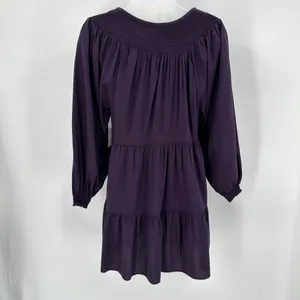 Old Navy Dress Womens XS Purple Tiered Smocked Yoke Mini Long Sleeve Peasant NWT thumbnail 4