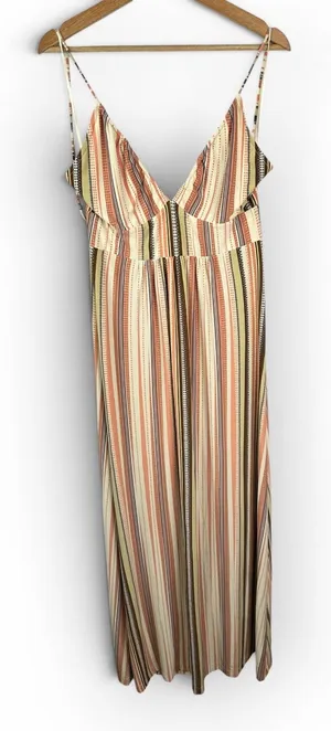 To The Max Striped Maxi Dress Womens Large Boho Y2K Beachy Resortwear Vacation thumbnail 1
