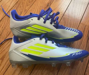 NIB Adidas F50 League FG/MG Messi Silver/Yellow/Blue‎ IH0918 Size 6 Womens 7.5 thumbnail 1