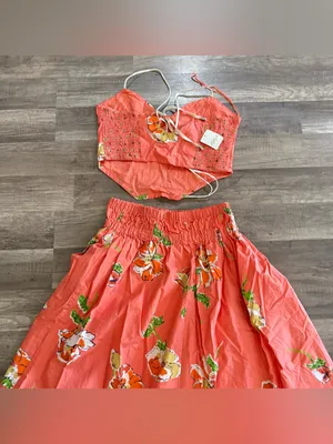 Free People Luca Printed Bustier Corset Top & Midi Skirt Vintage Set M thumbnail 11