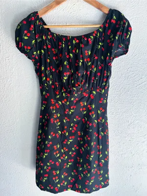 Caroline Constas Cherry Print Mini Cotton Dress Small Coquette retro thumbnail 4