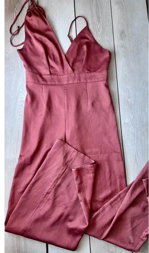Lulu’s NWT Satin Asymmetrical Jumpsuit Rusty Rose Large thumbnail 4
