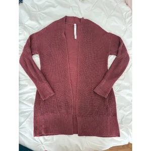 Lululemon Cashlu Long Open Cardigan Sweater Wrap Burgundy Wine Medium Large thumbnail 2