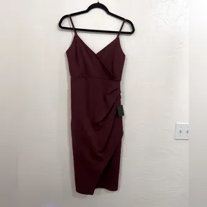 NWT Lulu’s All this Appeal burgundy bodycon midi dress size M thumbnail 2