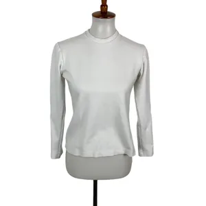 GREI New York Womens Long Sleeve Top White Minimalist Stretch Basic Layer thumbnail 2