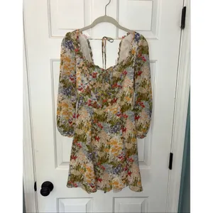 Reformation Remi Multicolor Floral Mini Long Sleeve Dress thumbnail 2