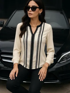 Veronica Beard 100% Silk Ivory Blouse thumbnail 1