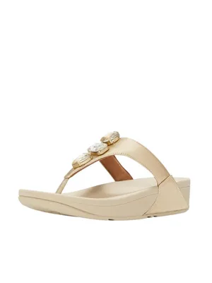 Fitflop Womens F-Mode Bejewelled Toe-Post Slip-On Thong Sandals Platino Gold 10M thumbnail 11