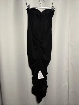 ASOS DESIGN Premium Mesh Bandeau Corset Ruched Black Midi Dress Size US 6 thumbnail 4