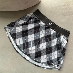 Alo Yoga Argyle Match Point Tennis Skirt Black/Anthracite S thumbnail 2
