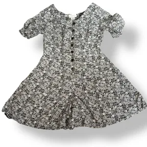 Express Vintage 90s Black White Floral Rayon Button Front Romper‎ Small Romantic thumbnail 2