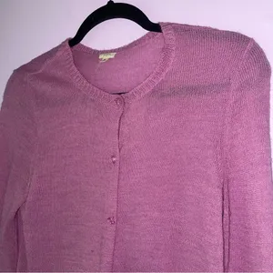 J Crew Size S Alpaca Wool Cardigan Purple Button Up Long Sleeve Knit Preppy thumbnail 2