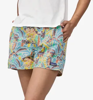 Patagonia Womens Baggies Shorts Abstract Geometric Print Blue Yellow Large thumbnail 1