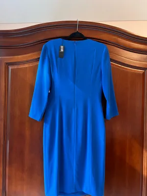 Joseph Royal Blue Midi V-Notch Sheath Dress thumbnail 9