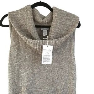 Soft Surroundings Metallic Linen Blend Cowl Neck Sleeveless Tunic Dress L NWT thumbnail 3
