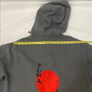 Puma Fenty By Rihanna Grey Rising Sun Lace-Up Cropped Hoodie.Size-Medium thumbnail 3