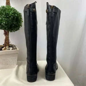 Sam Edelman Black Leather Penny Knee High Zip Up Biker Moto Boots 7.5 thumbnail 5