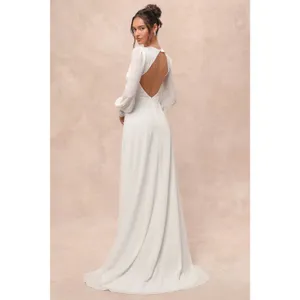 NWT Lulus Angelic Adoration White Backless Maxi Dress Wedding Bridal Bride Sz M thumbnail 4