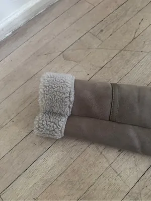 Zara Taupe Suede-Look Shearling Moto Jacket thumbnail 5