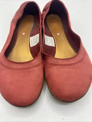 Merrell Suede Vibram Sole Ballet Flats Women’s 5.5 Comfort Shoes Red Port thumbnail 6