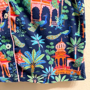Printfresh Pajama Top Women XS Bagheera Peacock Organic Cotton Short Sleeve Blue thumbnail 11