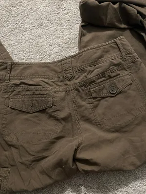 Vintage Ann Taylor Loft green cargo cropped or regular length pants size 4 thumbnail 4