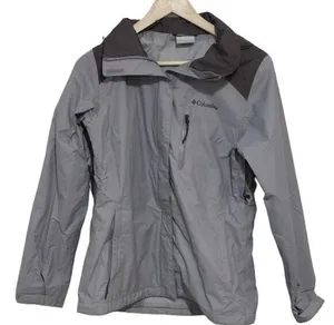 Womens Columbia Puddletown Hooded Omni-Tech Waterproof Rain Jacket Gray Size S thumbnail 1