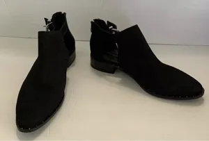 Steven By Steve Madden Cirsi Black Leather Upper Boots Ankle Booties 9 Excellent thumbnail 1