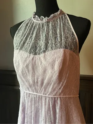 David's Bridal Lilac Lace Halter Gown 12 EUC thumbnail 2