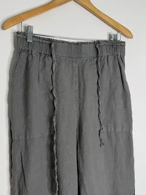 Michael Stars 100% Linen Wide Leg Pull-On Pants Gray Size M thumbnail 3