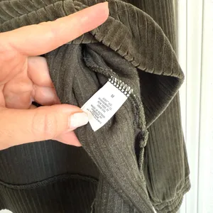 Aerie Groove on Offline Oversized Ribbed Olive Green pullover Sweater Hood M thumbnail 8