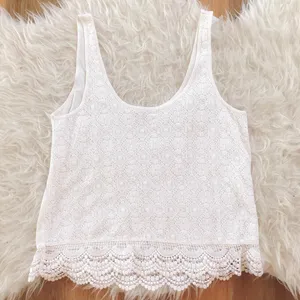 White Knit Floral Tank Size XS thumbnail 1