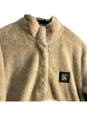 Fleece Pullover Camel and Cream Women's Size Large thumbnail 7