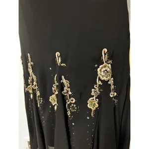 Y2K FAIRYGOTH SL Fashions Black Embroidered Floral Handkerchief Hem Dress 8 thumbnail 3