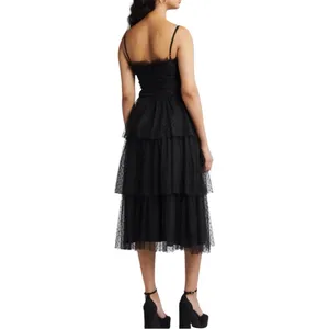 Lulus “Estelle” Swiss-Dot Tulle Tiered Midi Dress NWT Size M thumbnail 2